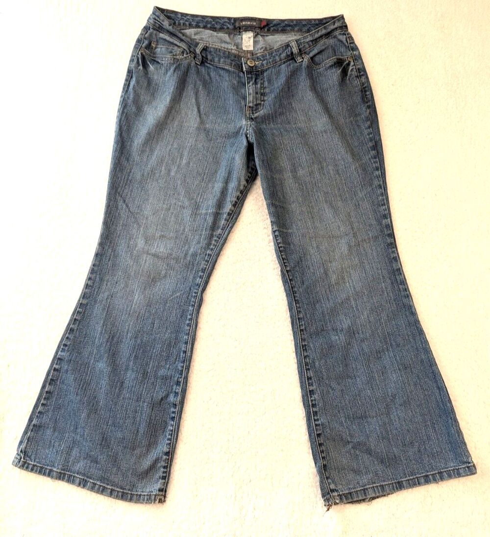 Venezia Women's Jeans Stretch Flare Denim Blue by Lane Bryant Plus Size 14P